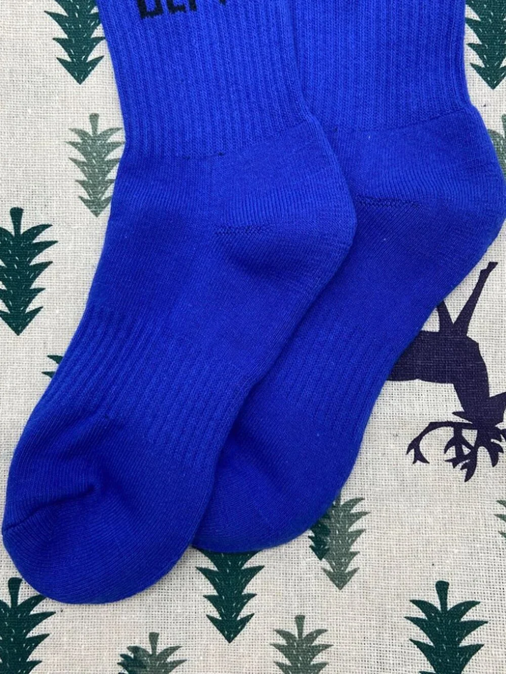 Gallery Dept Black Logo Embroidered Dark Blue Cotton Sports Socks